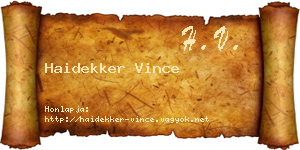 Haidekker Vince névjegykártya